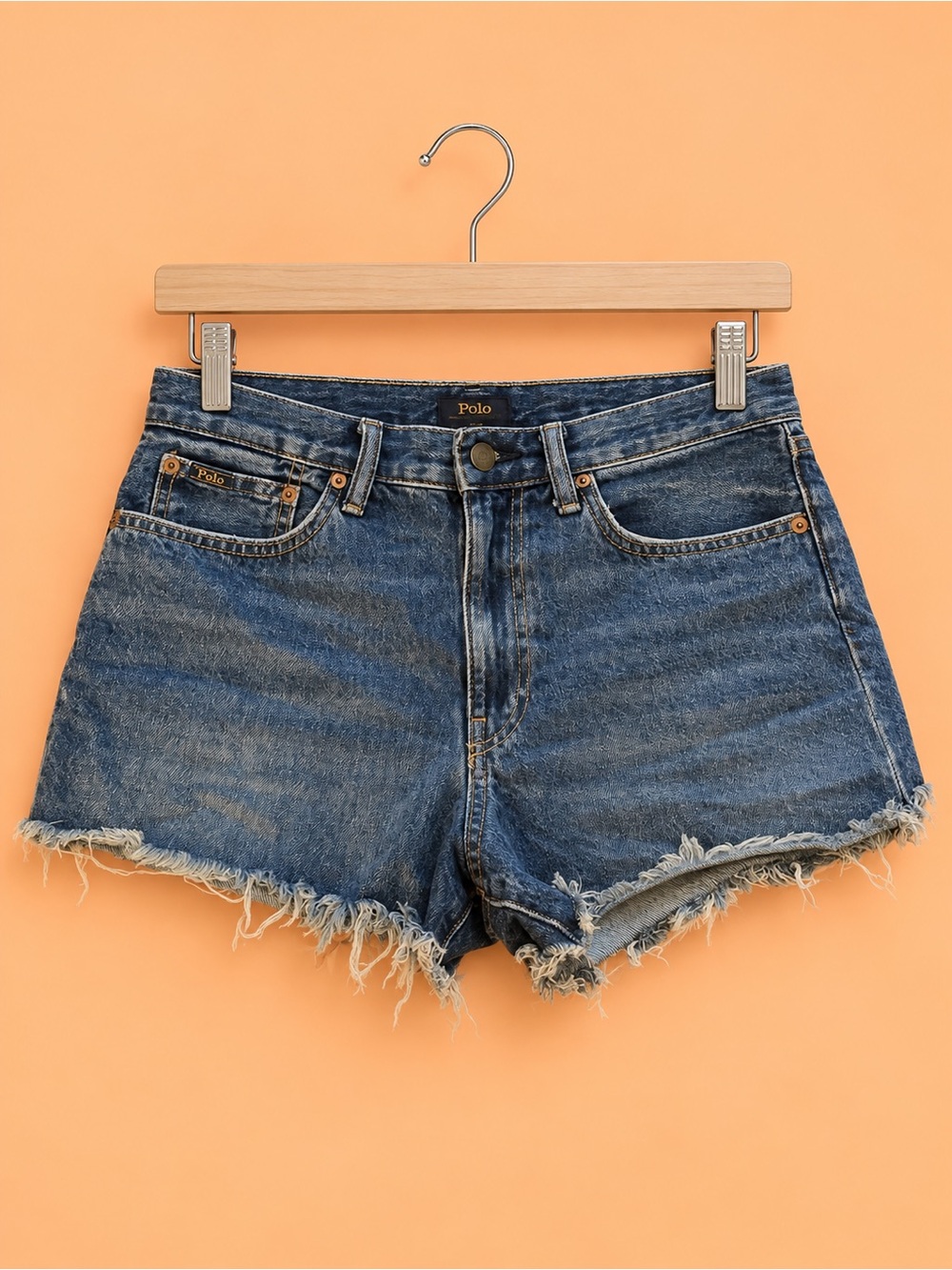 Polo by Ralph Lauren High-Rise Frayed Hem Denim Shorts - Blue